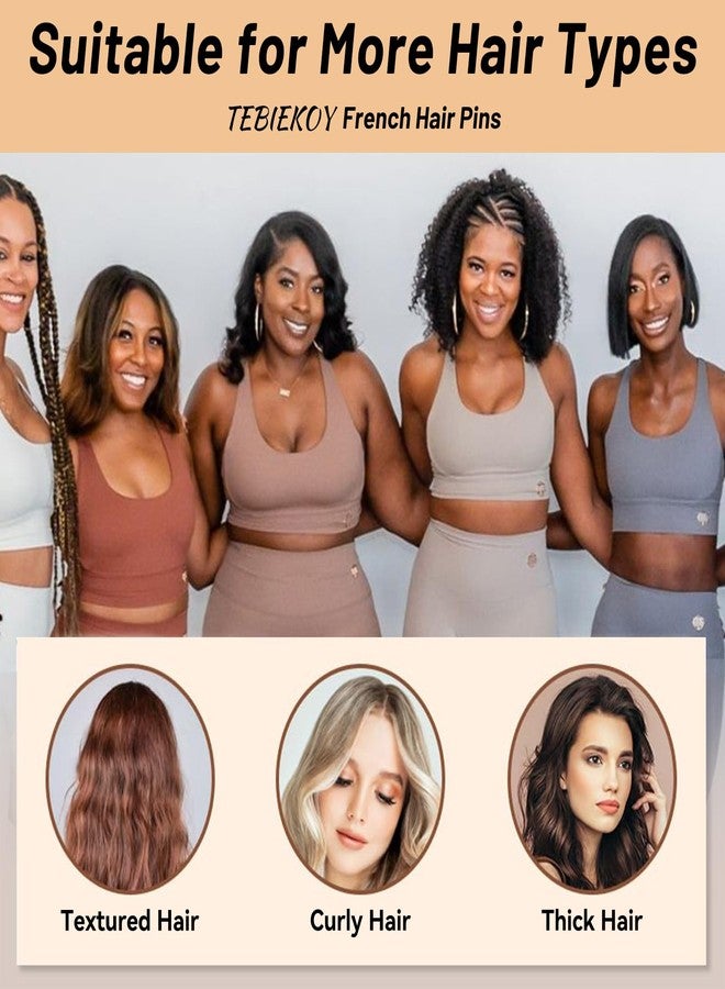TEBIEKOY French Hair Pin for Women, 6 Pcs U-Shaped French Pin Flat Hair Clips for Women, French Hair Pins Strong Hold Hair Accessories for Buns, French Twist Hair Pin for Thick Hair, Hair Fork Hair Sticks - Image 5